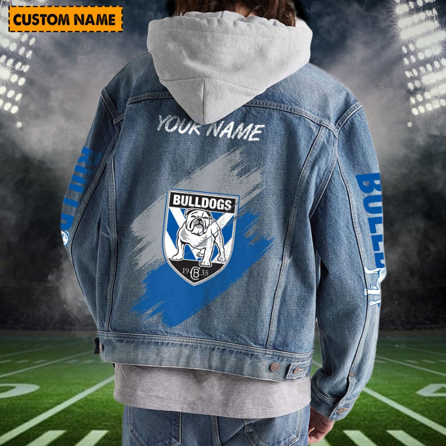 Canterbury-Bankstown Bulldogs Personalized Hooded Denim Jacket For Fan