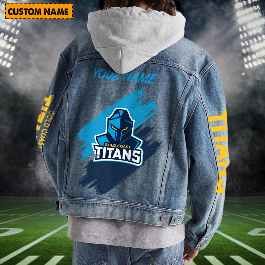 Gold Coast Titans Personalized Hooded Denim Jacket For Fan