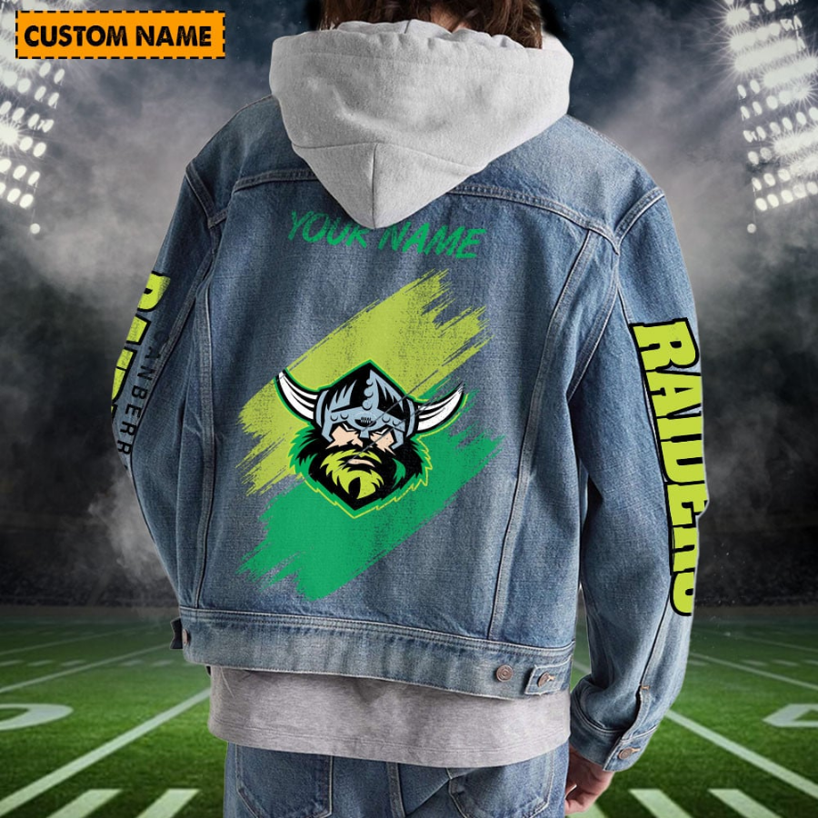 Canberra Raiders Personalized Hooded Denim Jacket For Fan