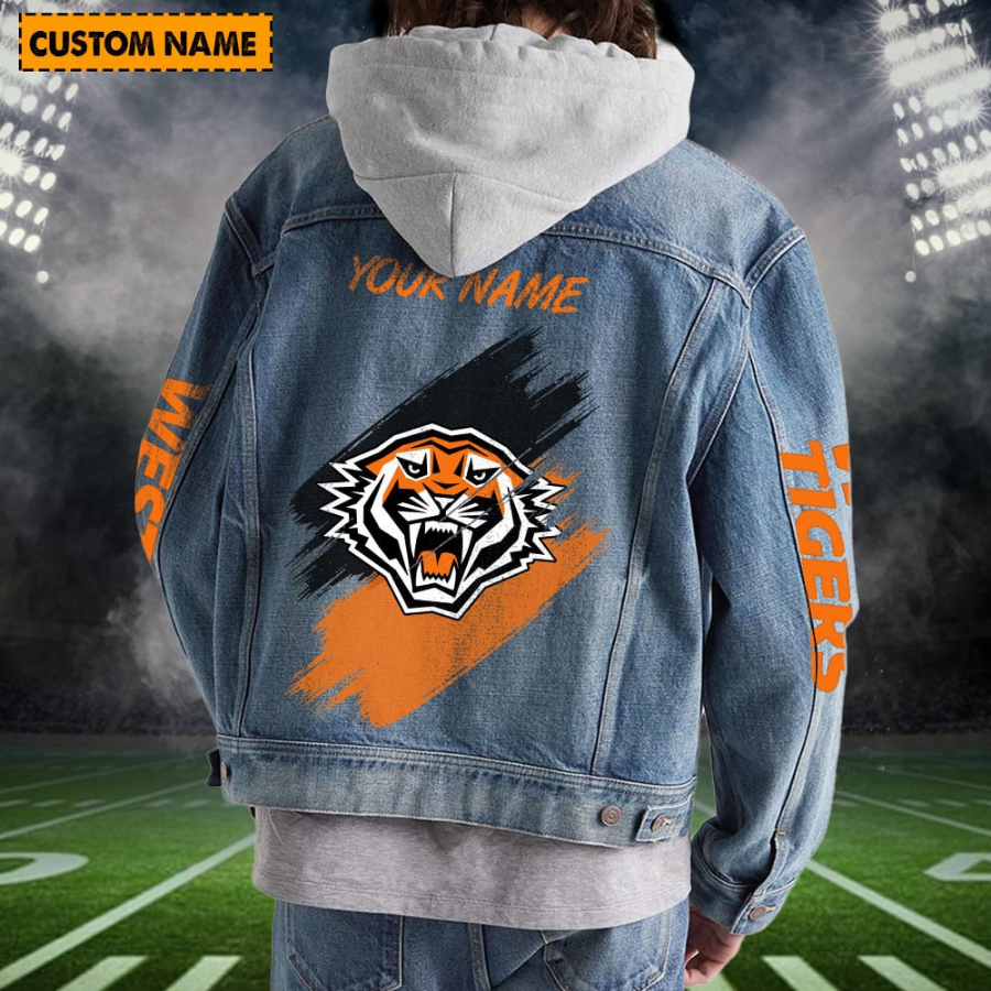Wests Tigers New Personalized Hooded Denim Jacket For Fan