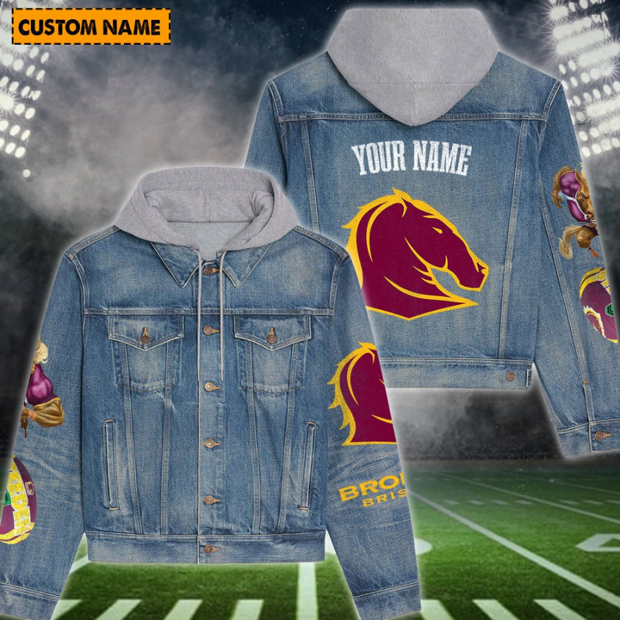 Brisbane Broncos New Personalized Hooded Denim Jacket For Fan