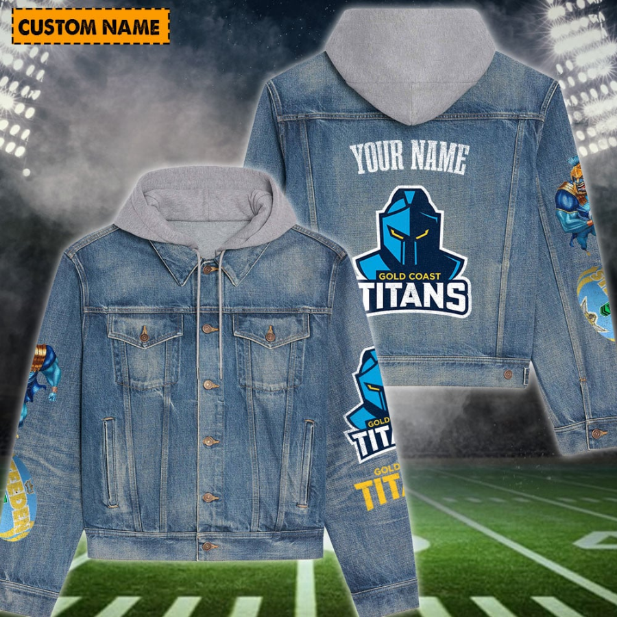 Gold Coast Titans New Personalized Hooded Denim Jacket For Fan