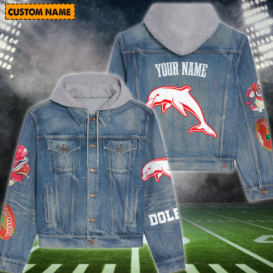 Dolphins New Personalized Hooded Denim Jacket For Fan