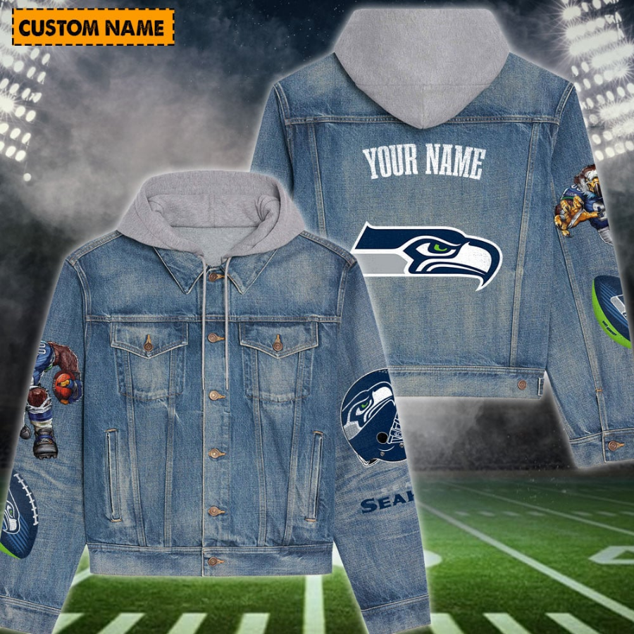 Seattle Seahawks New Personalized Hooded Denim Jacket For Fans