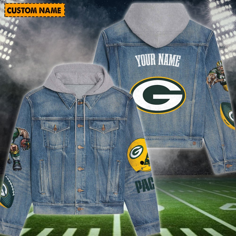 Green Bay Packers New Personalized Hooded Denim Jacket For Fans