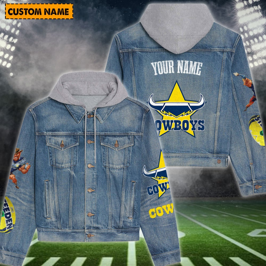 North Queensland Cowboys New Personalized Hooded Denim Jacket For Fans