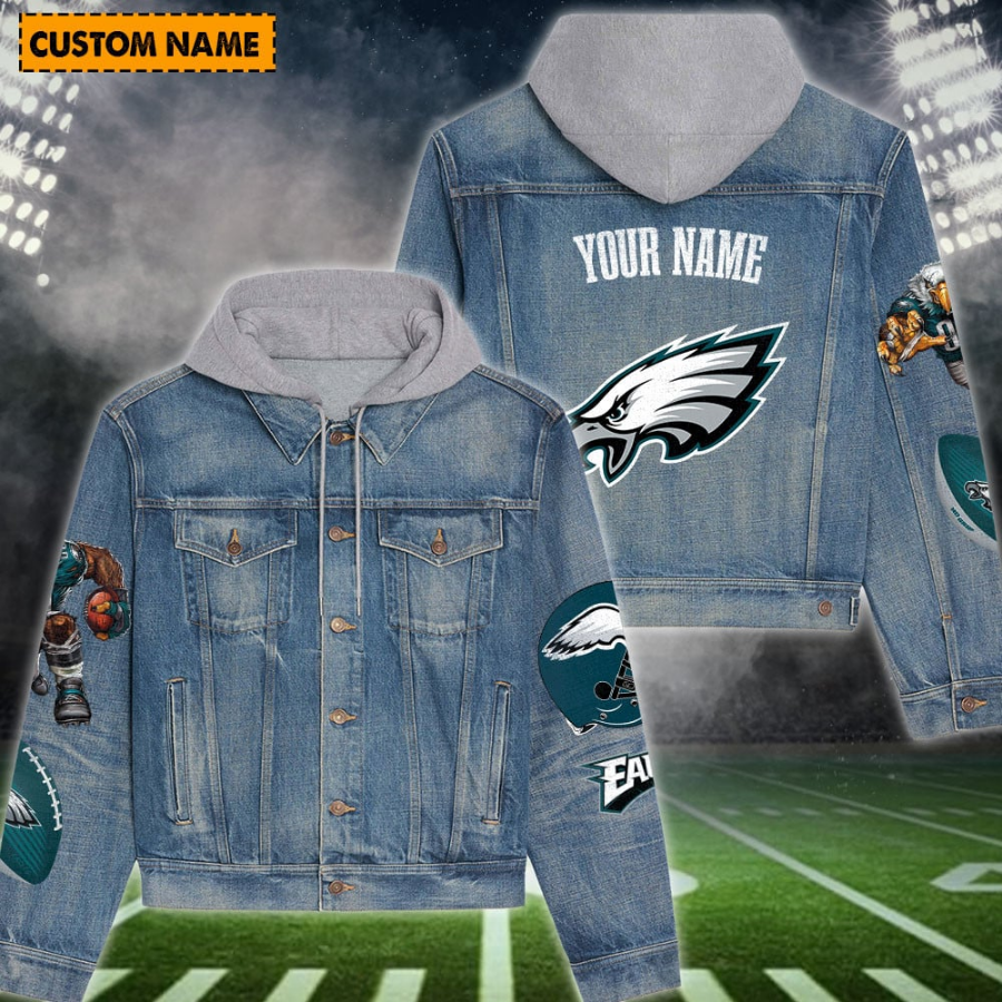 Philadelphia Eagles New Personalized Hooded Denim Jacket For Fans