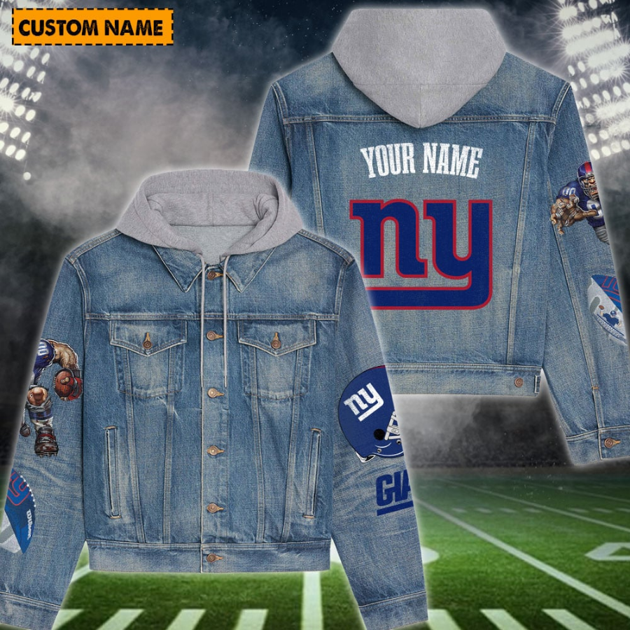 New York Giants New Personalized Hooded Denim Jacket For Fans