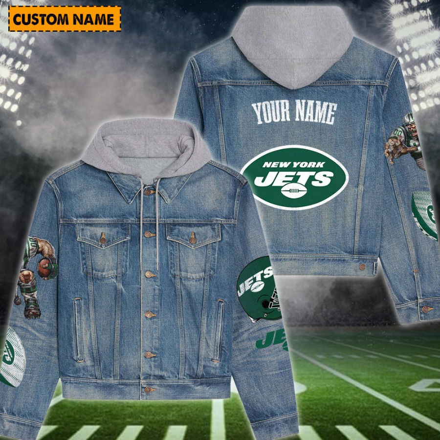 New York Jets New Personalized Hooded Denim Jacket For Fans