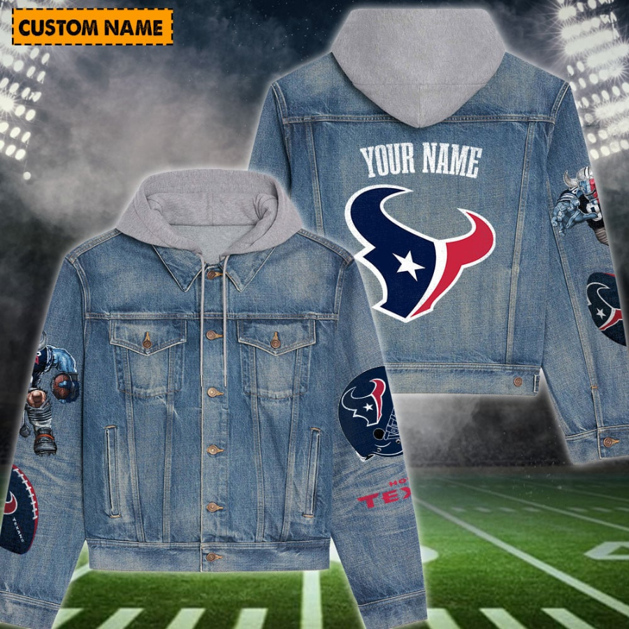 Houston Texans New Personalized Hooded Denim Jacket For Fans