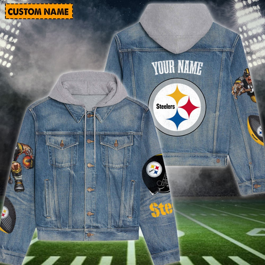 Pittsburgh Steelers New Personalized Hooded Denim Jacket For Fans