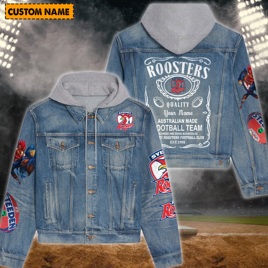 Sydney Roosters New Personalized Hooded Denim Jacket For Fans