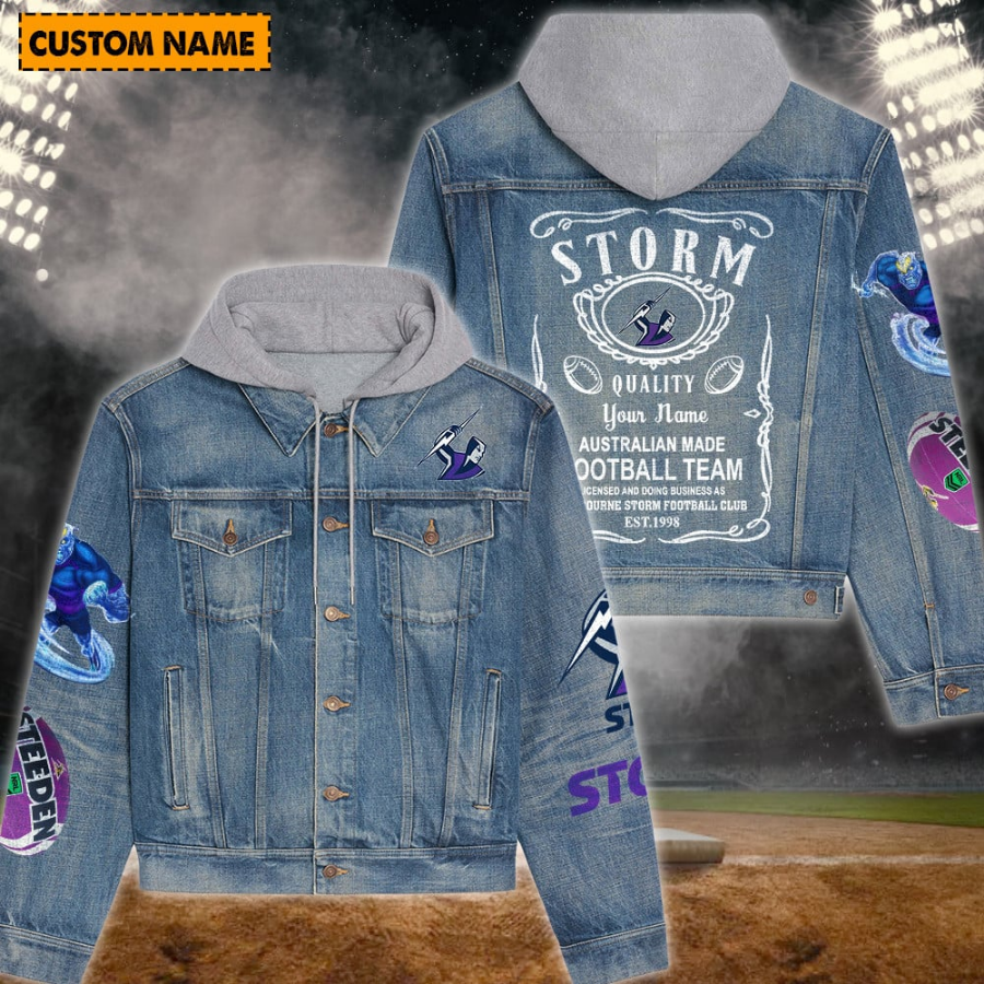 Melbourne Storm Nrl Team Logo New Personalized Hooded Denim Jacket For Fan
