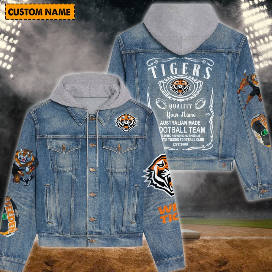 Wests Tigers New Personalized Hooded Denim Jacket For Fans
