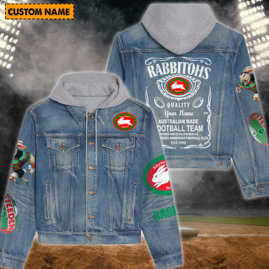 South Sydney Rabbitohs Personalized Hooded Denim Jacket For Fan