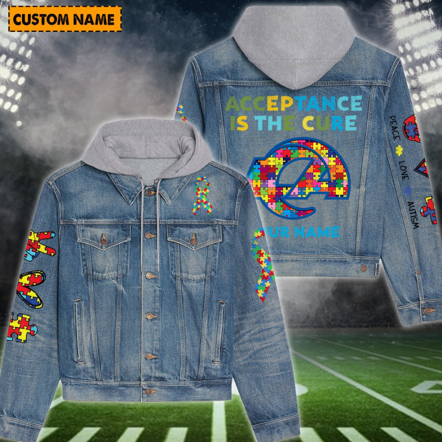 Los Angeles Rams New Personalized Hooded Denim Jacket For Autism Month