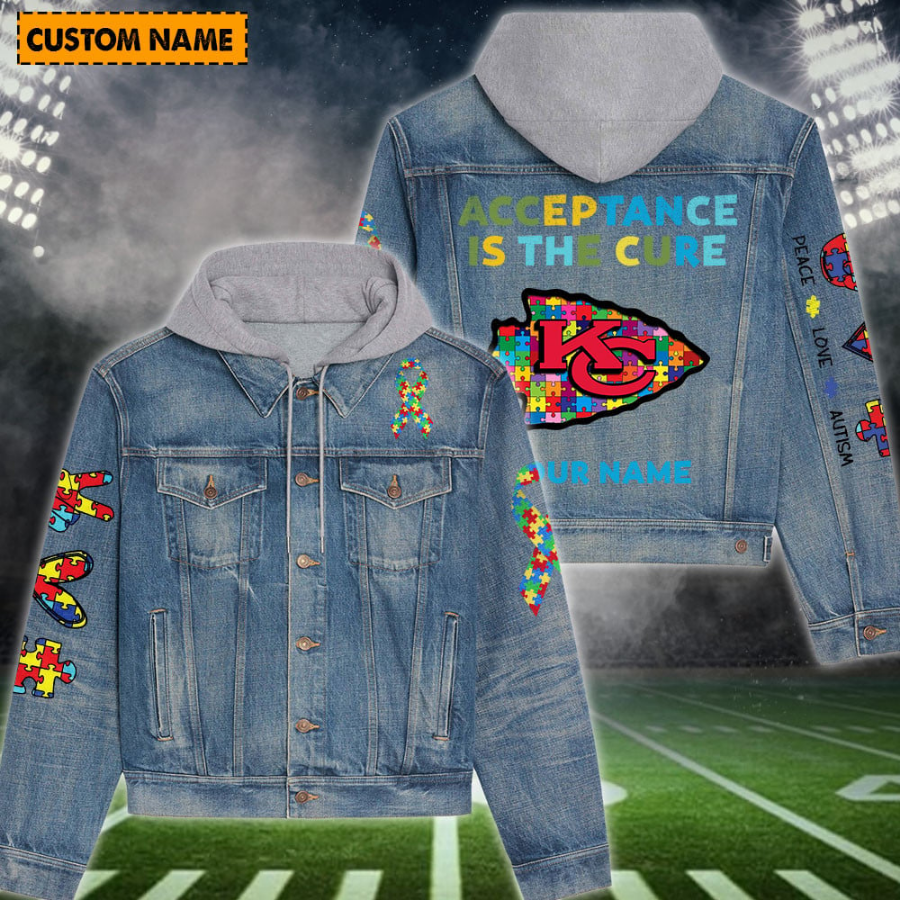 Kansas City Chiefs New Personalized Hooded Denim Jacket For Autism Month