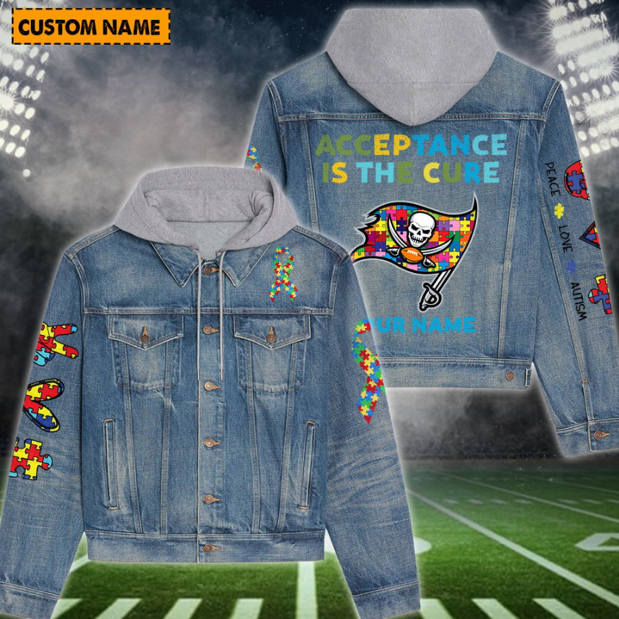 Tampa Bay Buccaneers New Personalized Hooded Denim Jacket For Autism Month