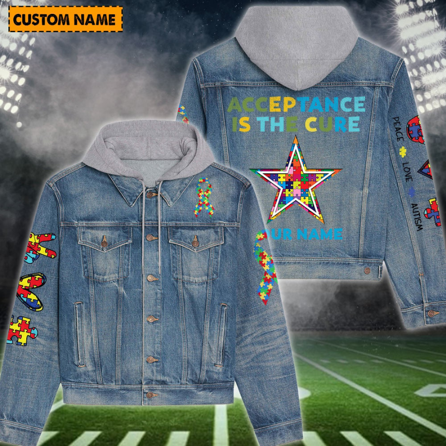 Dallas Cowboys New Personalized Hooded Denim Jacket For Autism Month