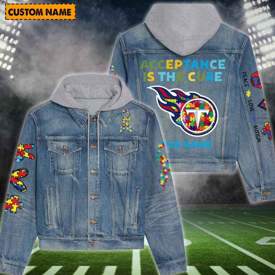 Tennessee Titans New Personalized Hooded Denim Jacket For Autism Month