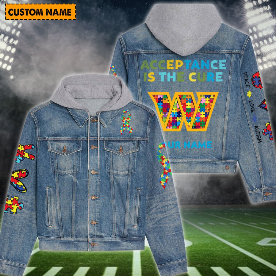 Washington Commanders New Personalized Hooded Denim Jacket For Autism Month