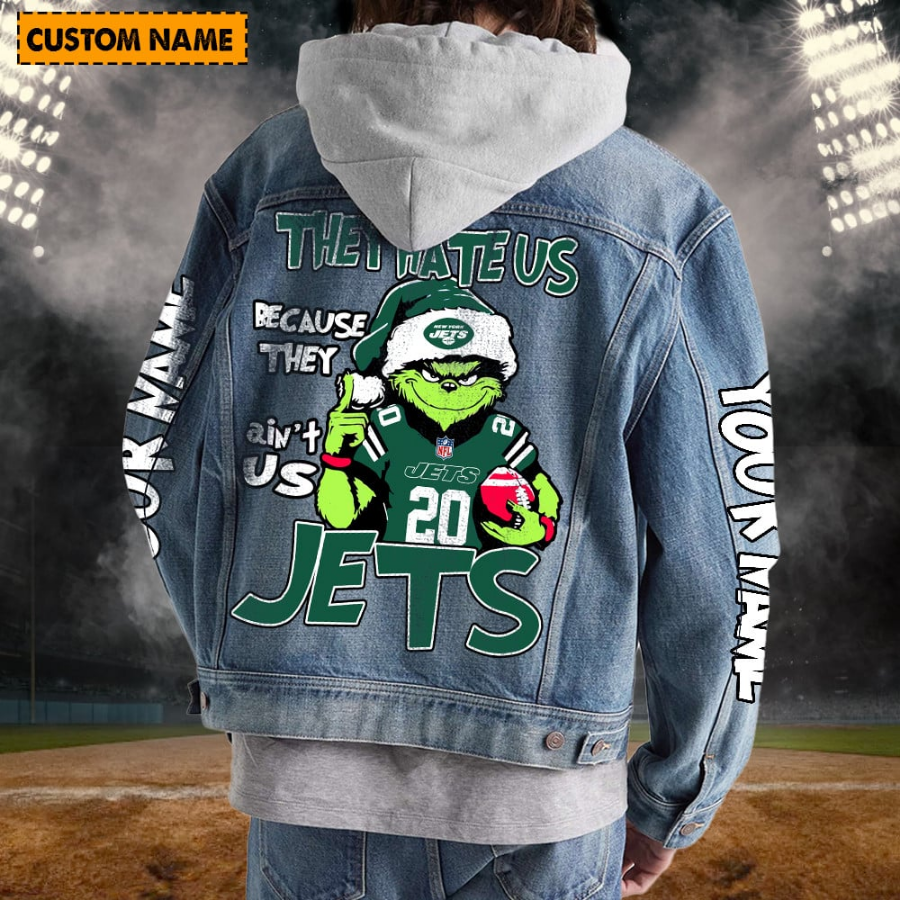 New York Jets New Personalized Hooded Denim Jacket For Fan