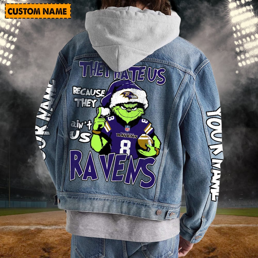 Baltimore Ravens New Personalized Hooded Denim Jacket For Fans