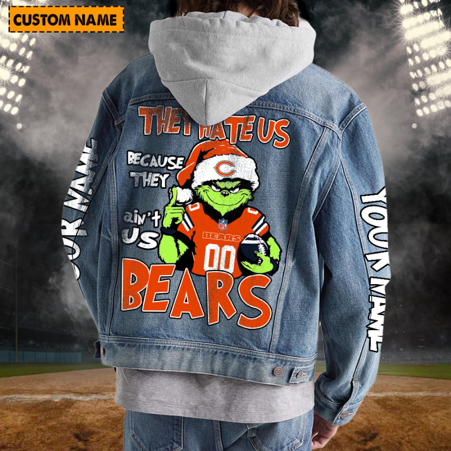 Chicago Bears New Personalized Hooded Denim Jacket For Fan