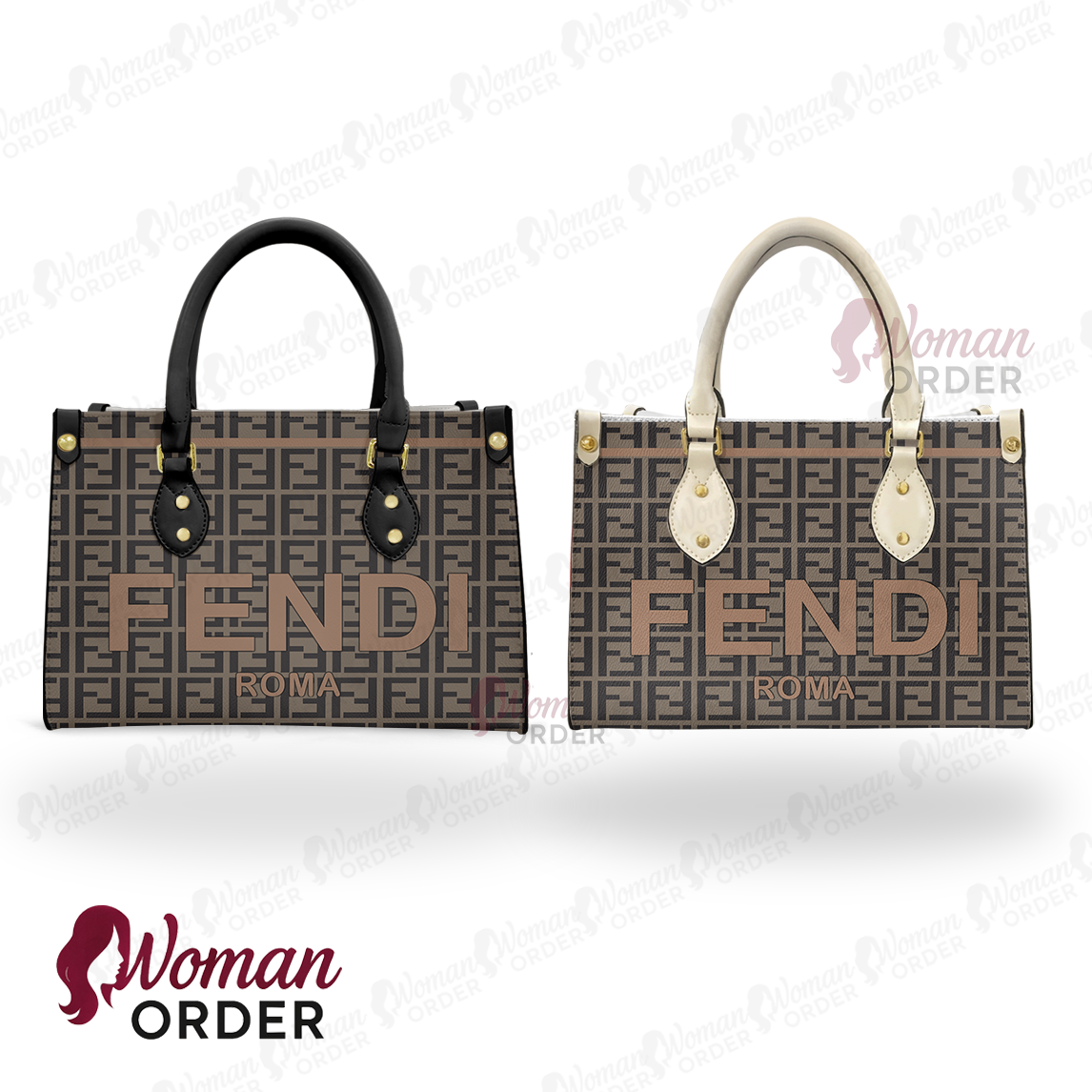 Fendi Zucca Print Women Leather Handbag Purse