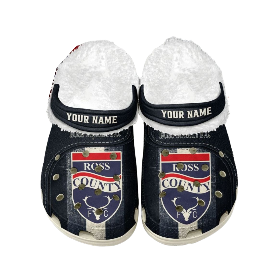Ross County F.C Custom Name Fleece Crocs Clogs