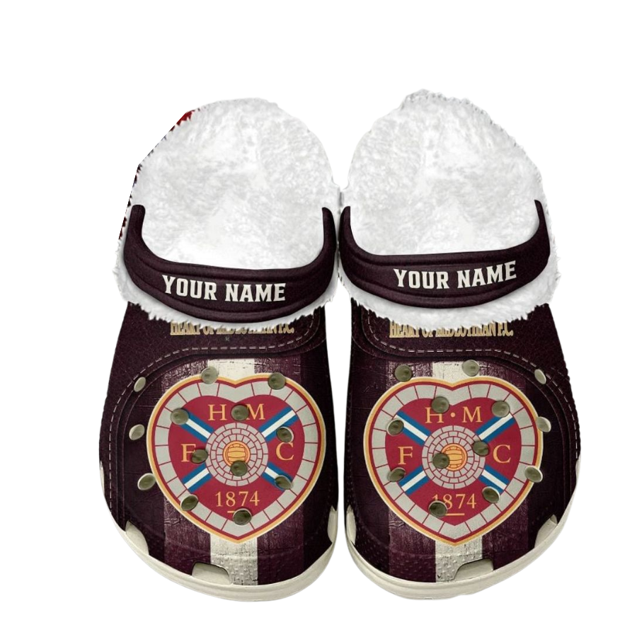 Heart Of Midlothian F.C Custom Name Fleece Crocs Clogs