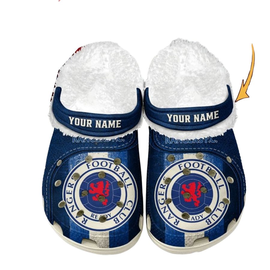 Rangers F.C Custom Name Fleece Crocs Clogs