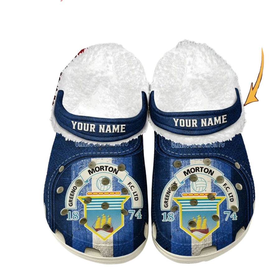 Greenock Morton F.C Custom Name Fleece Crocs Clogs