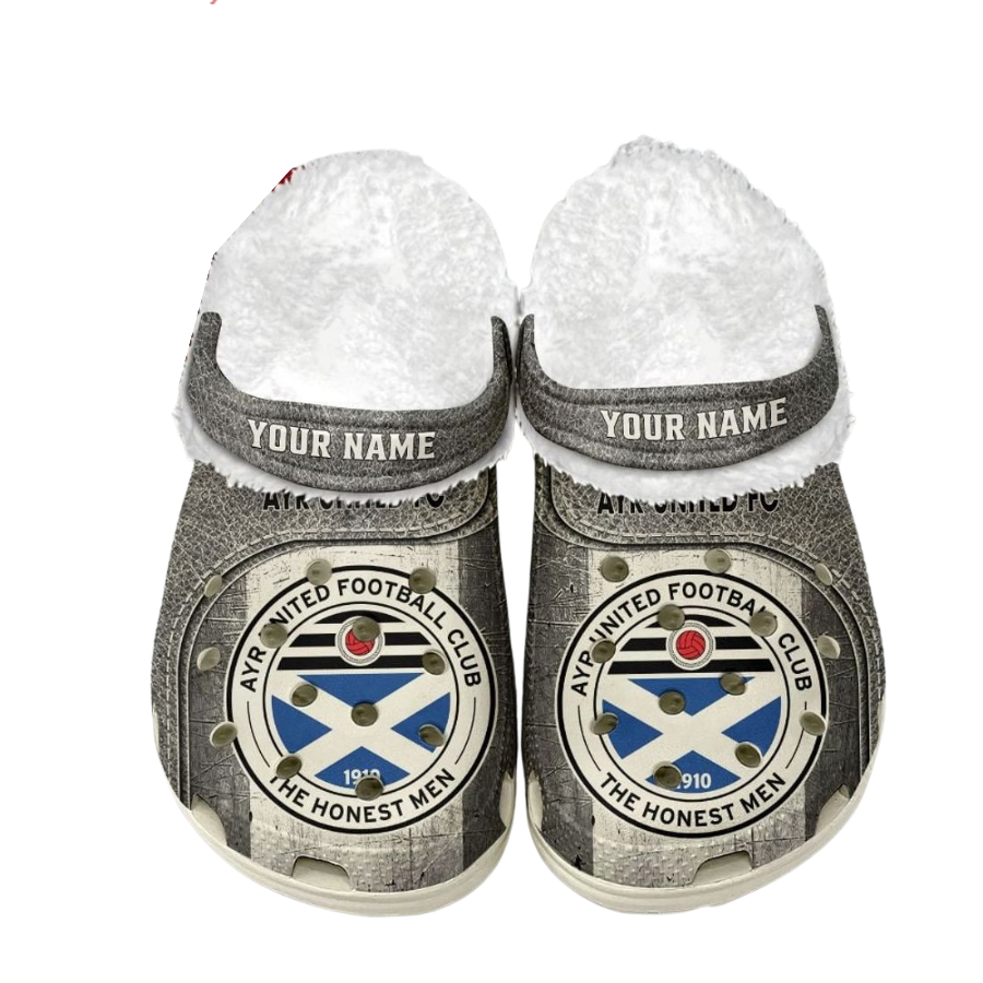 Ayr United F.C Custom Name Fleece Crocs Clogs