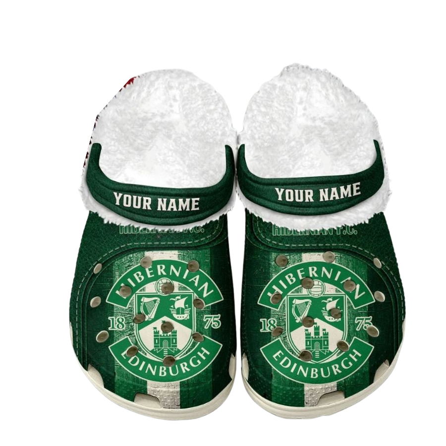 Hibernian F.C Custom Name Fleece Crocs Clogs