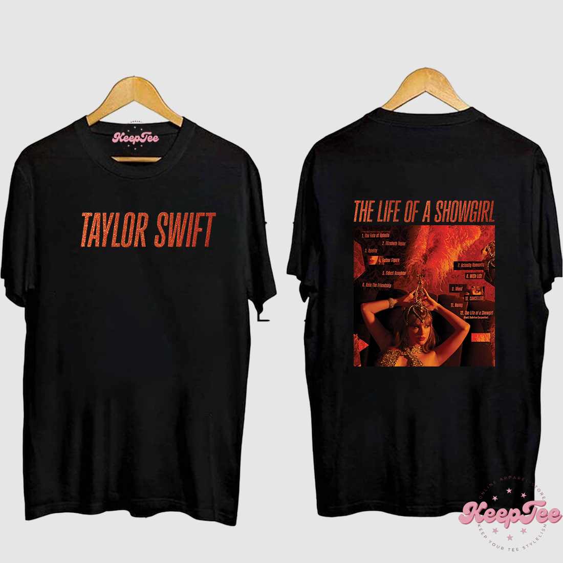 Taylor Swift Album The Life Of A Showgirl Shirt Black 