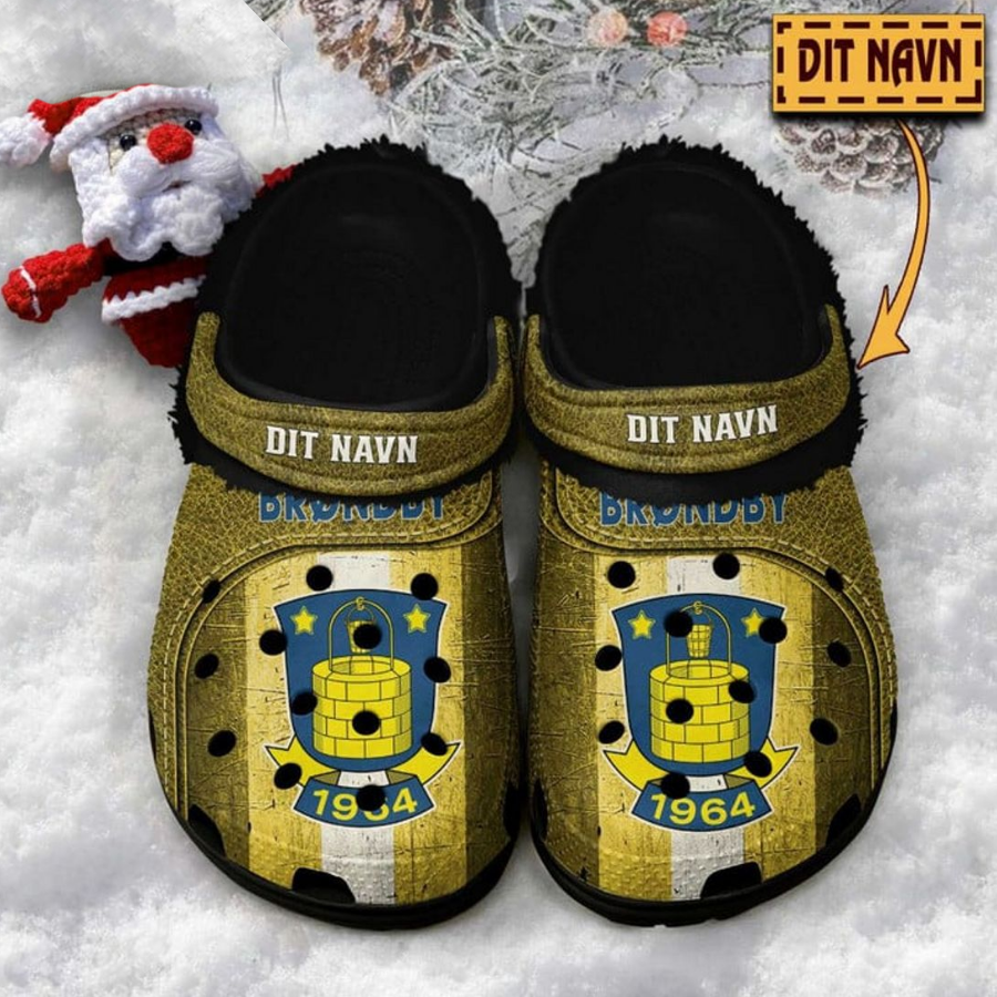 Brondby If Custom Name Fleece Crocs Clog Black For Men And Women 