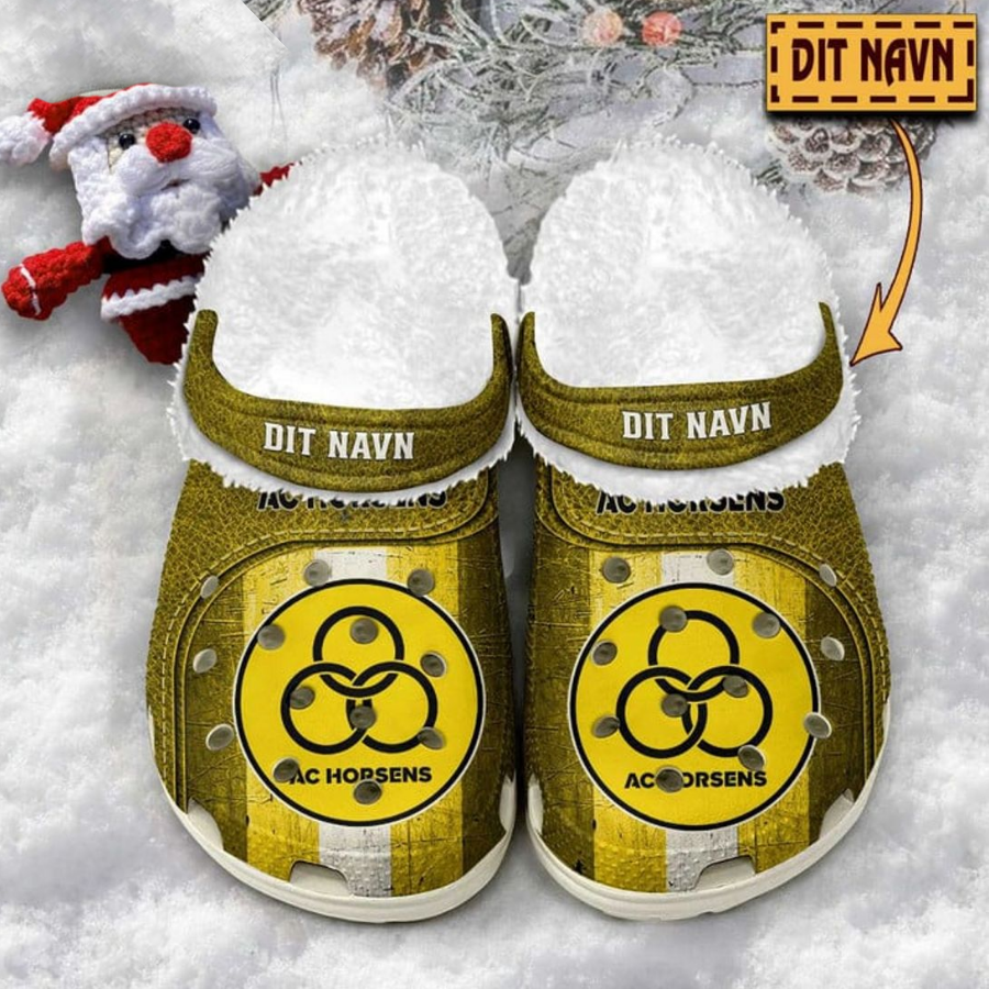 Ac Horsens Custom Name Fleece Crocs Clog White Sole For Men Women