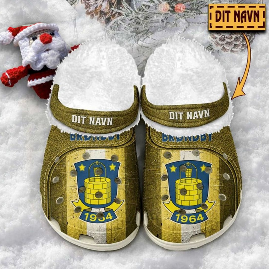 Brondby If Custom Name Fleece Crocs Clog White Sole