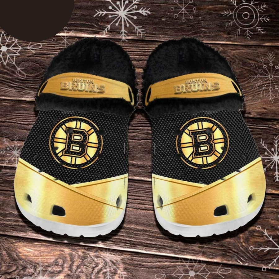 Boston Bruins Nhl Fleece Crocs Black For Men And Women 