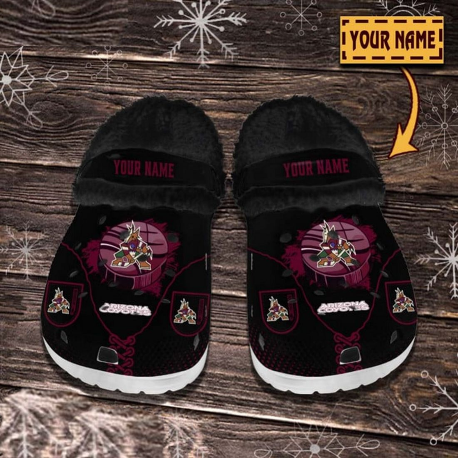 Arizona Coyotes Nhl Custom Name Fleece Crocs Black For Men And Women  