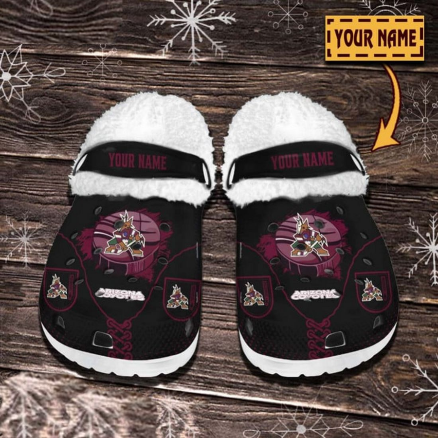 Arizona Coyotes Nhl Custom Name Fleece Crocs White Sole