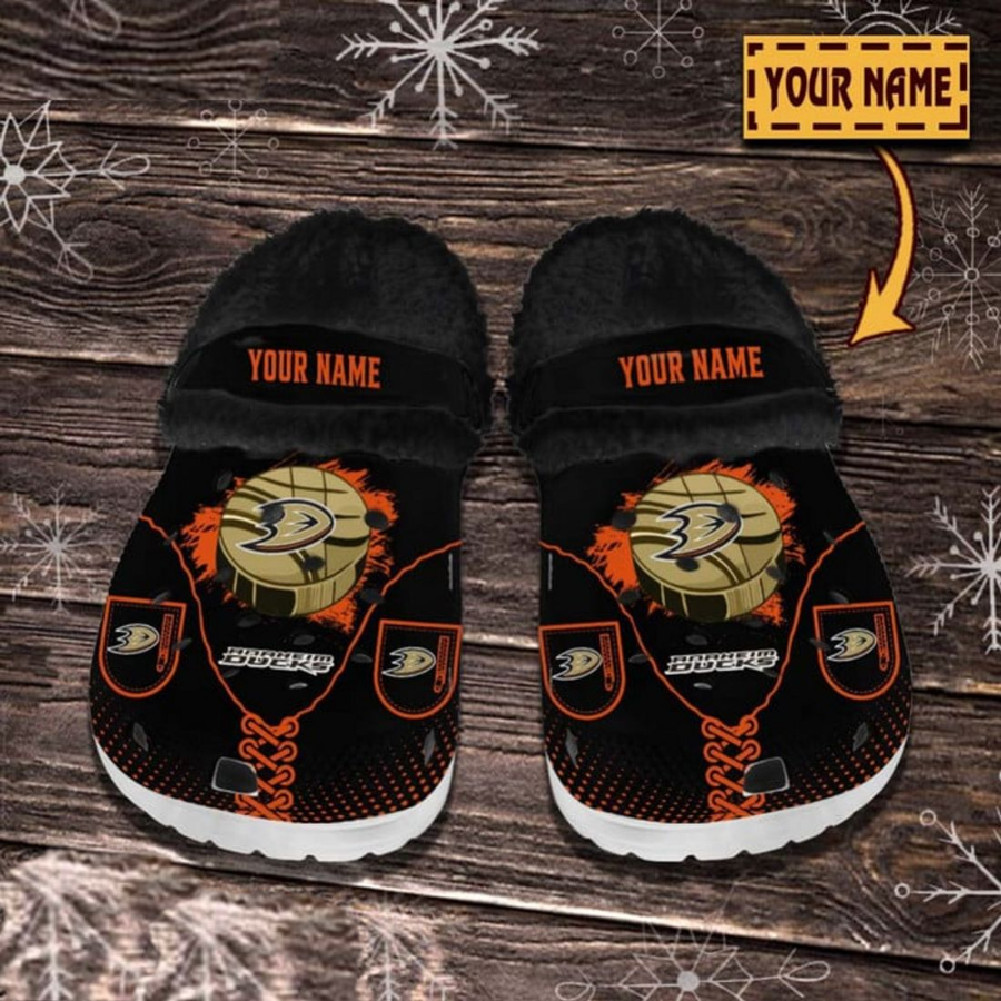 Anaheim Ducks Nhl Custom Name Fleece Crocs Black For Men And Women  