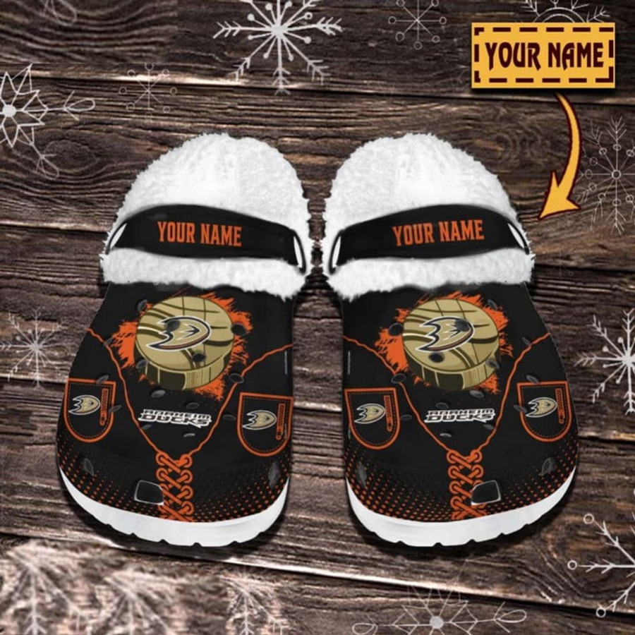 Anaheim Ducks Nhl Custom Name Fleece White Crocs