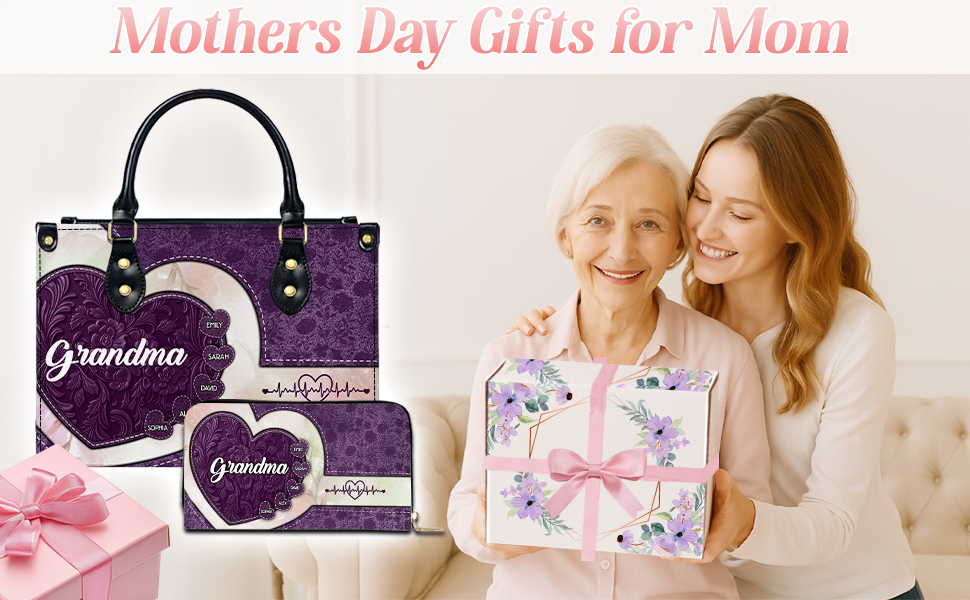 Personalized Grandma Leather Bag