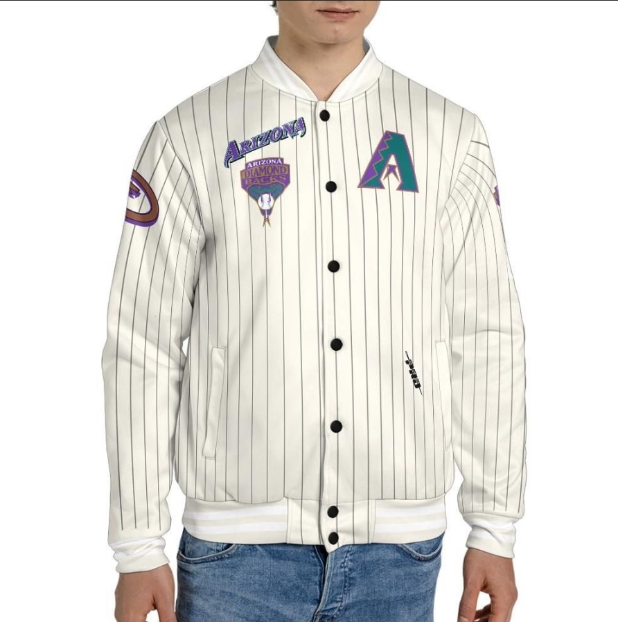 Arizona Diamondbacks Pinstripe Cream Pro Baseball Jacket For men 26