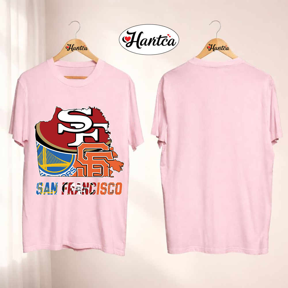 Official San Francisco Sports Teams State Warriors And Giants Map Shirt - Image 3