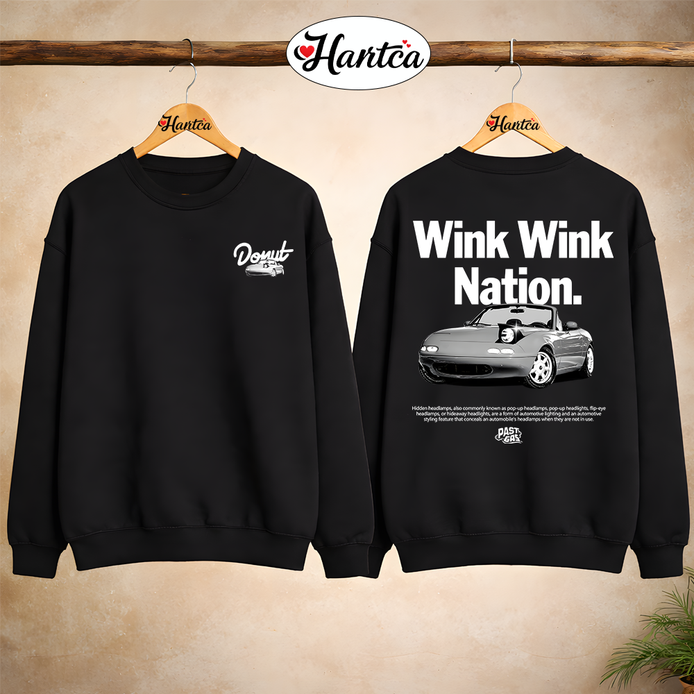 Official Donut Media Store Wink Wink Nation shirt Black - Image 3
