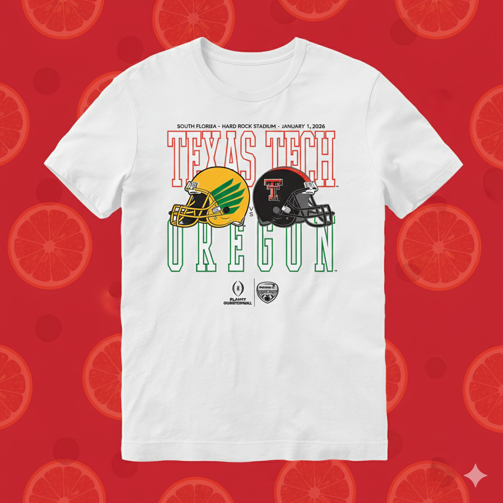 2026 Capital One Orange Bowl Oregon vs Texas Tech Helmet Matchup T-shirt