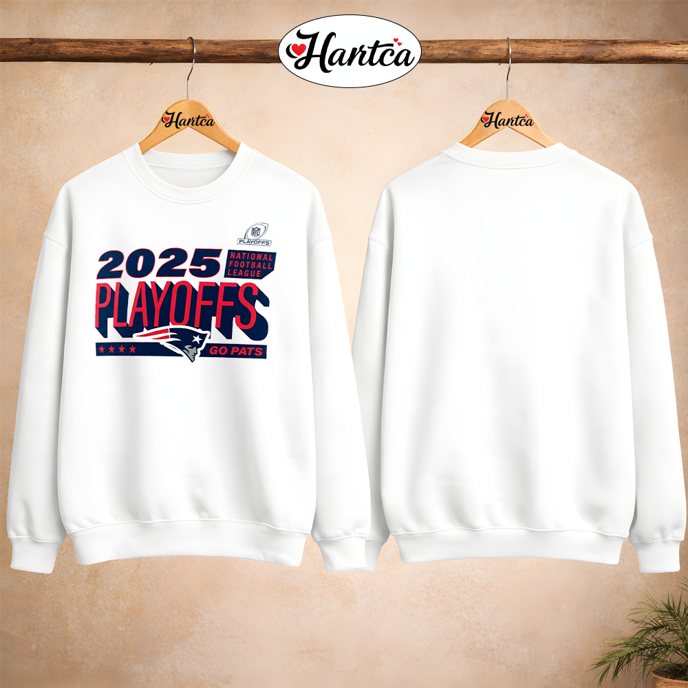 New England Patriots Go Pats 2025 NFL Playoffs Ready T Shirt - Image 2